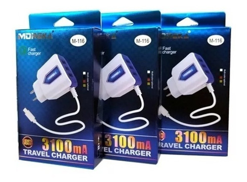 Cargador De Viaje Triple Usb V8 Microusb Carga Rapida 3.1 A