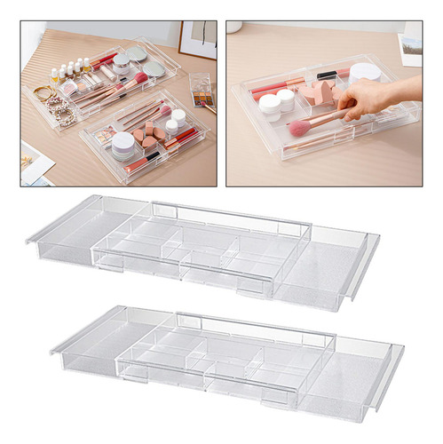 2pcs Organizador De Escritorio Retráctil Bandeja De