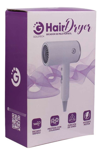 Secador De Pelo Portatil Goldtech Blanco