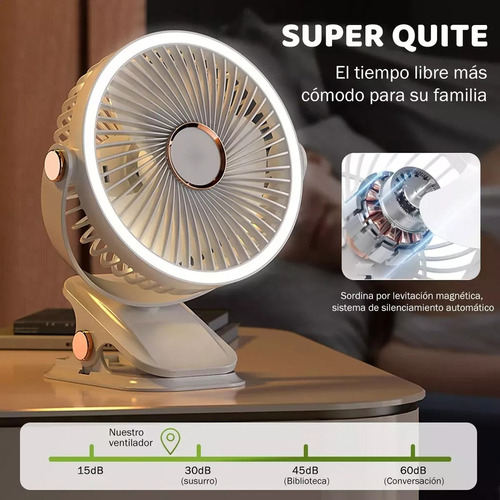 A Ventilador De Escritorio Con Luz 5 Velocidades Diámetro