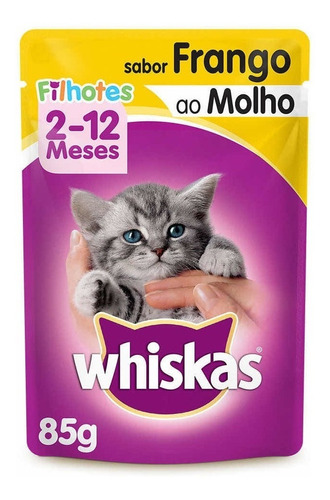 Alimento Whiskas Ao Molho para gato desde cedo sabor frango ao molho em saco de 85g