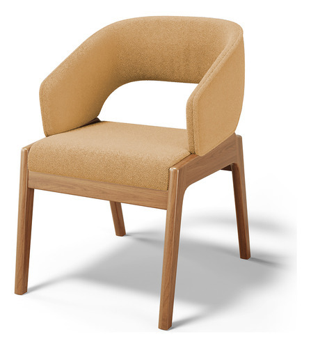 Cadeira de Jantar e Estar Living Estofada Lince L02 Bouclê Mostarda