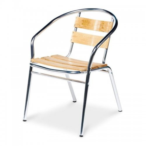 Silla Aluminio Y Madera Apilable