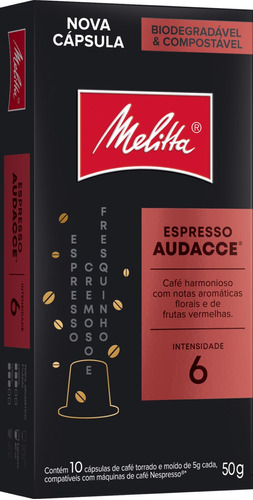 Café em Cápsula Torrado e Moído Espresso Audacce Melitta Caixa 50g 10 Unidades