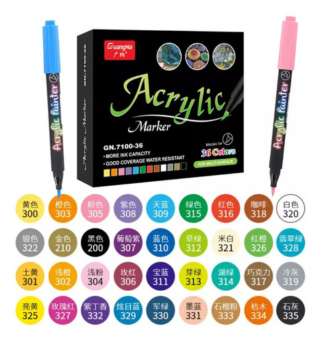 Marcadores Acrílicos 36 Colores Kit De Pintura