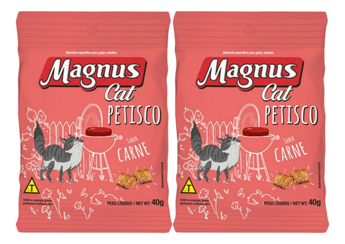 Kit 2un Petisco Magnus Cat Para Gatos Adultos Carne 40g
