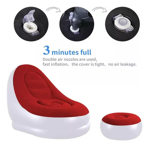 Sillón Inflable Puff Tumbona Con Reposa Pies Color Variado