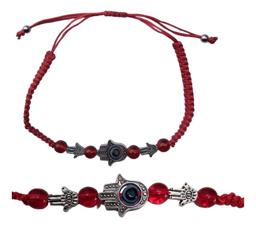 Pulsera Hilo Rojo Mano De Fátima Hamsa Ojo Turco Protección