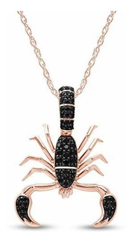 Collar - Affy Round Cut Black Cubic Zirconia Scorpion Pendan