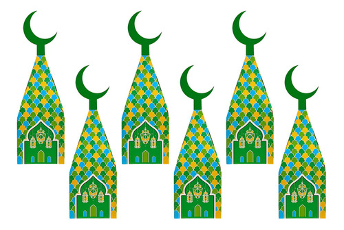 6 Piezas Caja De Dulces Eid Ramadán Caja De Regalo Y Verde