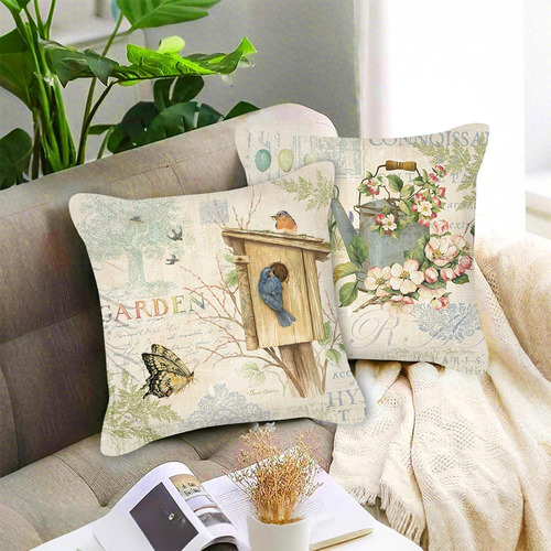 Fundas Cojines Almohada Decorativos Lino Algodón 4pcs 45cm Jardín