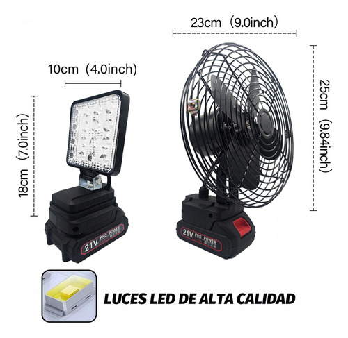 Ventilador Portátil Inalámbrico ZL-FSD001 8'' Negro