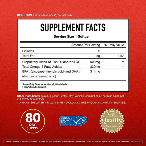Omega-3 Krill Oil Softgels, Extra Strength 500mg