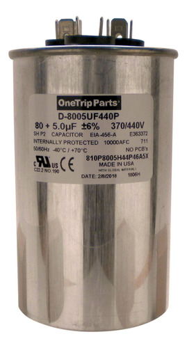 Onetrip Parts Usa Run Condensador 80+5 Uf 80/5 Mfd 370 Vac /
