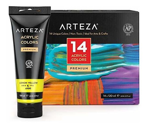 Pintura Acrílica Arteza, Set 14 Colores, 120 Ml. ¡pigmentos