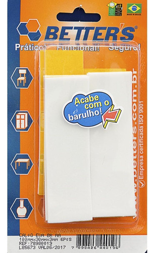 Calco Eva Auto Adesivo Retangular Branco  100 X 30 X 3mm 6 P