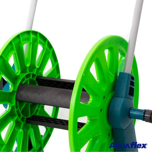 Imagen 3 de 8 de Kit Carro Manguera Riego Mallada 20mt 1/2 2112 Aquaflex Cuot