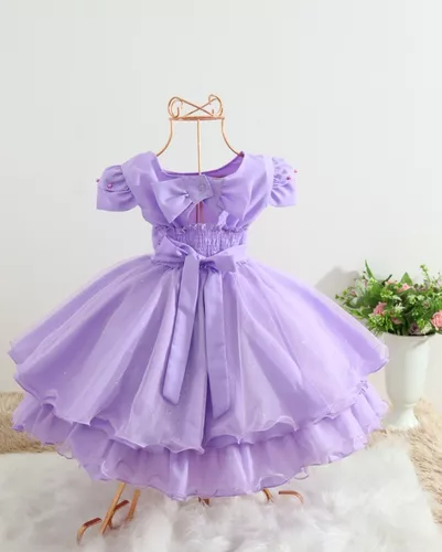 Vestido infantil sereia lilás princesa sofia festa 1 a 4 ano