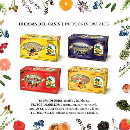 Imagen 1 de 5 de Té Frutales X 4 Frutos Rojos + Azules + Cítricos + Amarillos