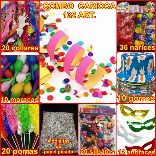 Combo Cotillon Carnaval Carioca 132 Art. Economico