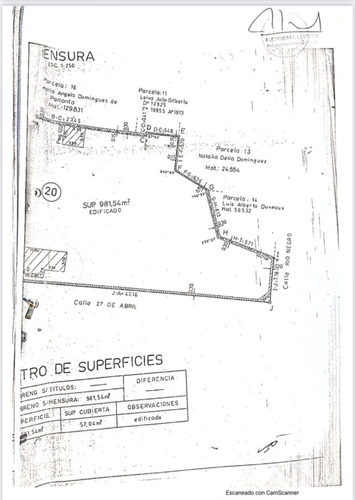 Imagen 2 de 4 de Vdo Lote 980 Mts 27 De Abril Y Rio Negro B Alberdi