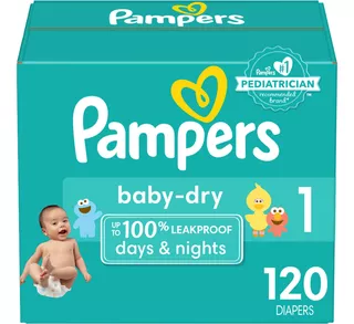 Pampers Baby-dry Disposable Diapers Size 1, 120 Count, Super