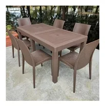 Comprar Mesa+4sillas Plásticas Comedor Tejido Rattan Duraplas Marrón