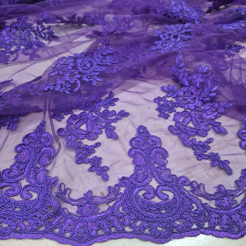 Tela Por Metro Tul Bordado Tul Fiesta 1.28m Ancho Violeta