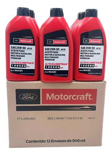 Caja 12 Litros De Aceite 25w50 Motorcraft Multigrado