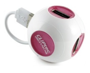 Hub Usb 2.0 4 Puertos Cliptec 212 Rosa - Tecsys