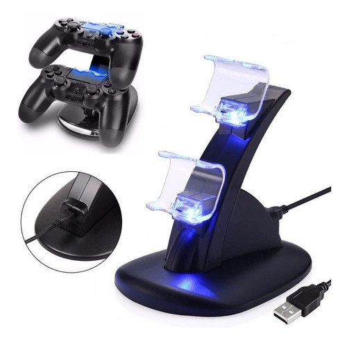 Cargador Base Para Controles De Ps4 Carga Dual Con Luz Led