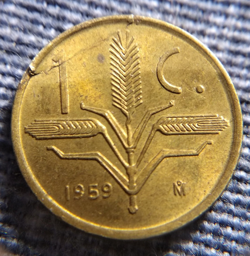Moneda Un Centavo Espiga 1959, En Bronce 16mm. (Usado)