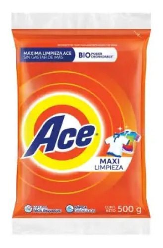 Detergente En Polvo Ace 18 Pzas 500 G