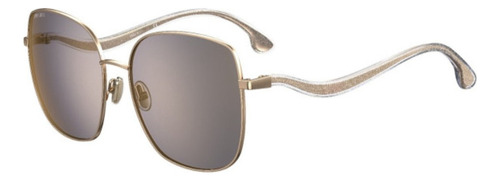 Anteojos De Sol Jimmy Choo Mamie/s Hzjk1 Unitalla, Diseño Cuadrado, Color Dorad Con Marco De Acetato Color Dorado, Lente Gris De Acero Inoxidable Clasico, Varilla Dorada