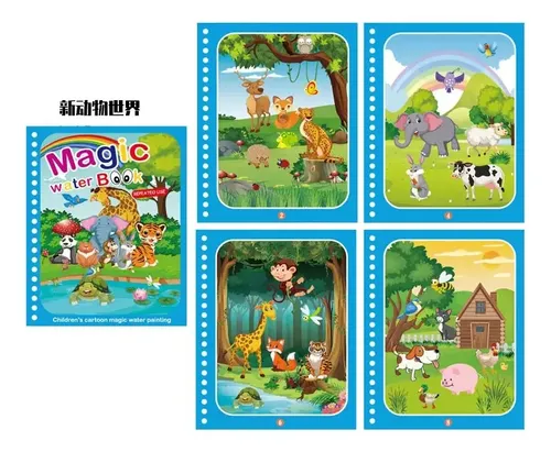 Pack De 6 Libros Mágicos Para Pintar Con Agua – Reutilizables, Con 6 Temas Y Bolígrafo Incluido