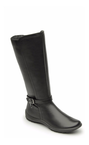 Flexi Botas Piel Piso Casuales Negro Dama 58920