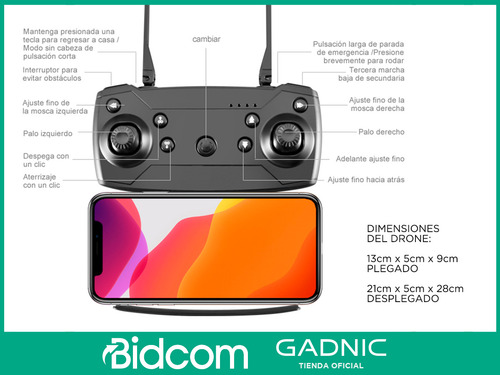 Drone Gadnic Con Dual Cámara 4k 2 Baterias Ultra Liviano