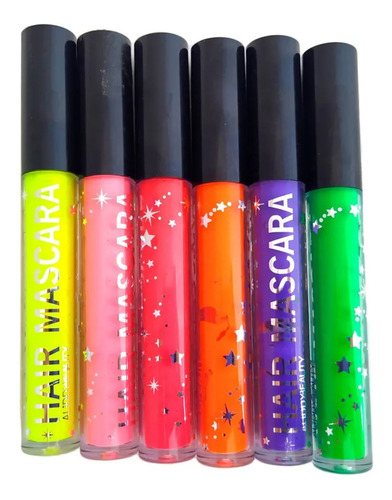 Imagen 2 de 5 de Pack De 6 Mascaras De Pestañas Rímel Colores Neón Flúor Uv