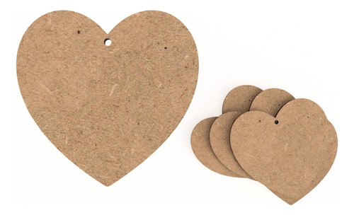 Corazón 8cm (20 Pz) Base Forma Corazón Mdf Bricolage
