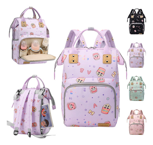 Nuhexry Mochila Pañaleras Para Bebe Bolsa Impermeable Multiusos Lila