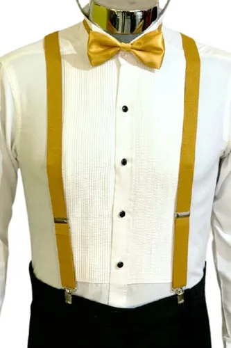 Traje con tirantes y moño cheap