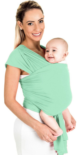 Baby Sling Mamãe Canguru Malha 100% Algodão Cor Verde Água