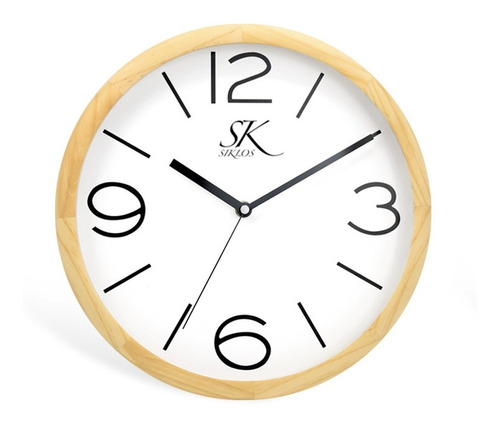 Reloj Pared Madera Siklos 20cm Silencioso Cafe Claro