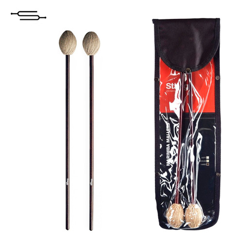 Imagen 3 de 6 de Palillos Mazo Marimba Punta De Hilo Stagg Smmw + Funda