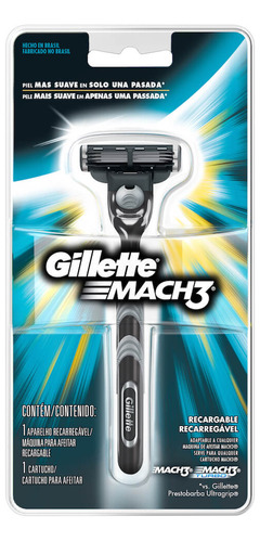 Gillette Mach3 Aparelho De Barbear 3 Lâminas Fita Indicator