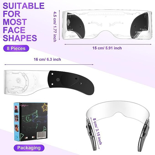 7 Colores Lentes Led Fiesta Gafas Cyberpunk Led Luminosa 2pz