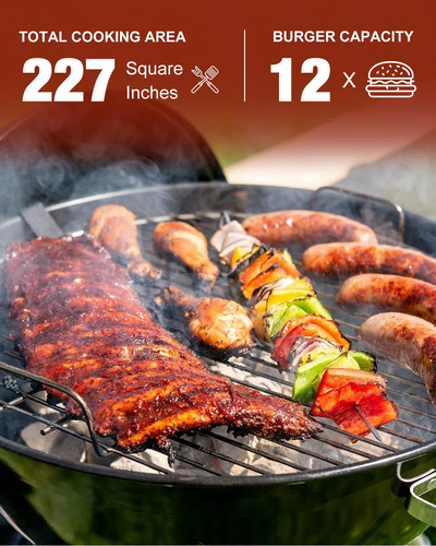 Parrilla De Carbón 46 Cm Para Barbacoa Al Aire Libre Portáti Negro