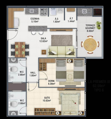 Imagem 10 de 12 de Apartamento, 0 Dorms Com 61.62 M² - Forte - Praia Grande - Ref.: Gim6023481 - Gim6023481