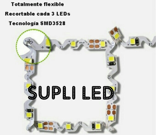 Cinta Led 3528 12v 60led Mt Zigzag Curva Flexible Luz Blanca