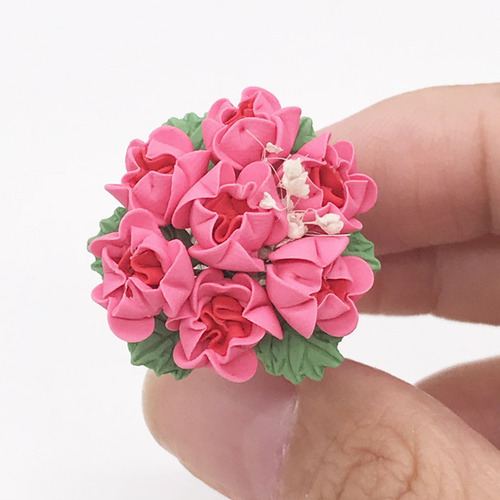Adorno En Maceta Con Rosas Para Decoración De Mini Casa, Mic
